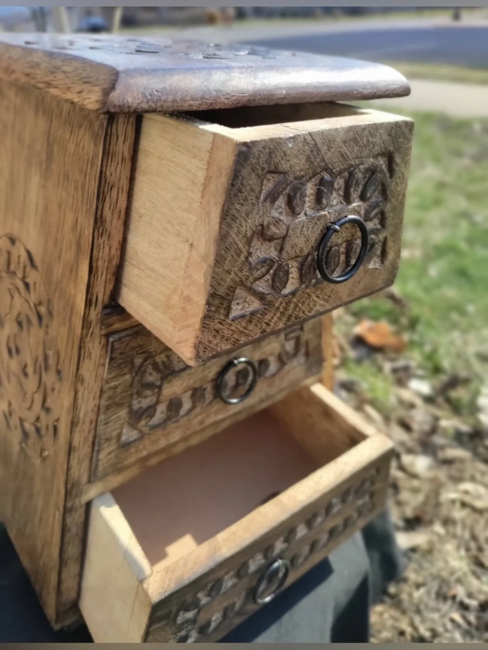 Celtic Witch Wood Herb Cupboard Apothecary Drawers Altar Chest Box